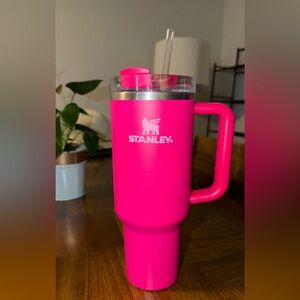 Stanley Hot Pink Travel Tumbler with Handle and Straw